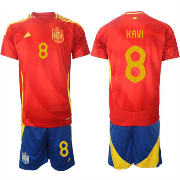 Men's Spain Team #8 Xavi 2024-25 Red Home Soccer Jersey Suit,We sell and wholesale Men's Spain Team #8 Xavi 2024-25 Red Home Soccer Jersey Suit on line form chian!